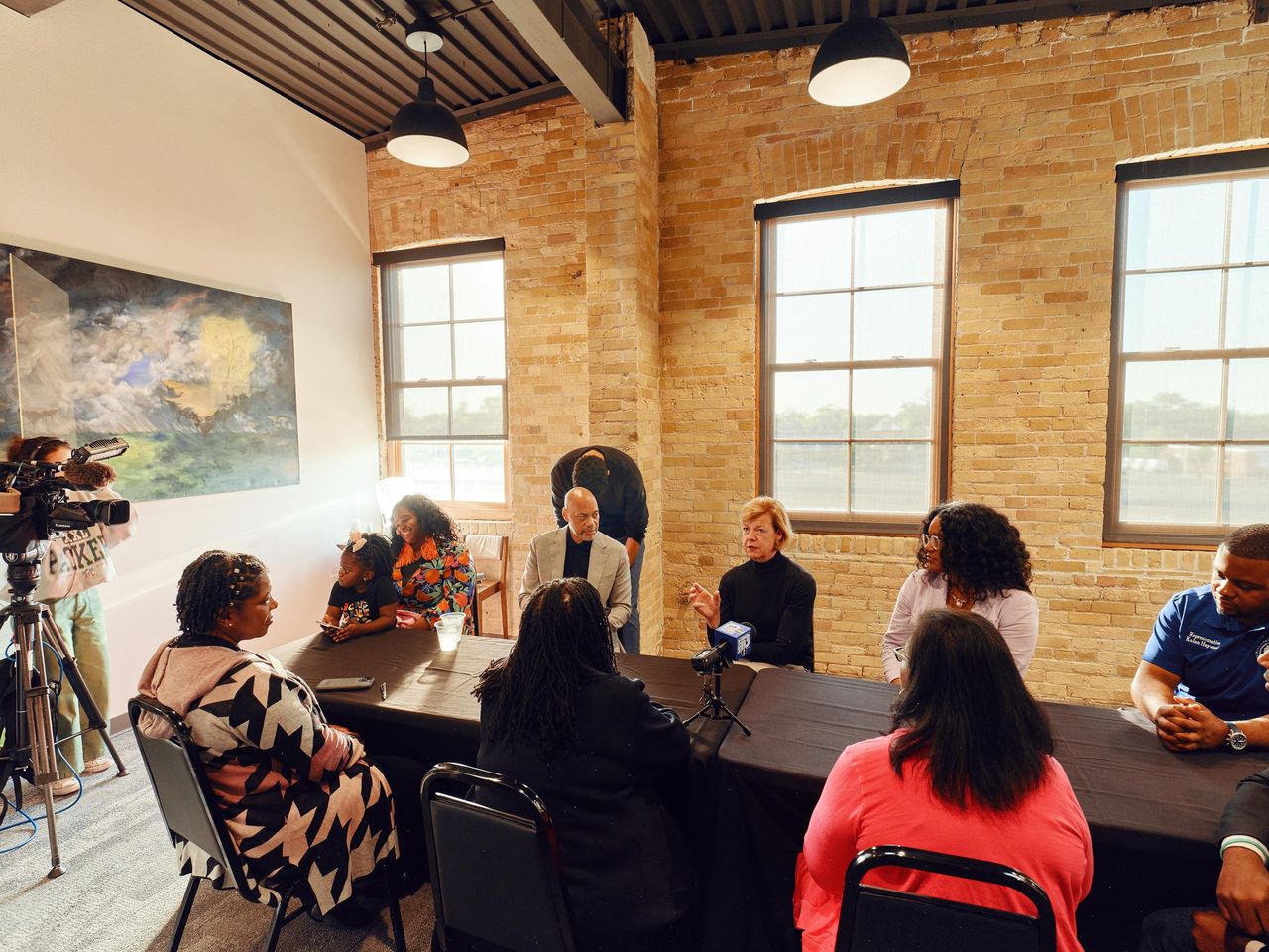 Baldwin appears at a roundtable with Black elected officials in Milwaukee.